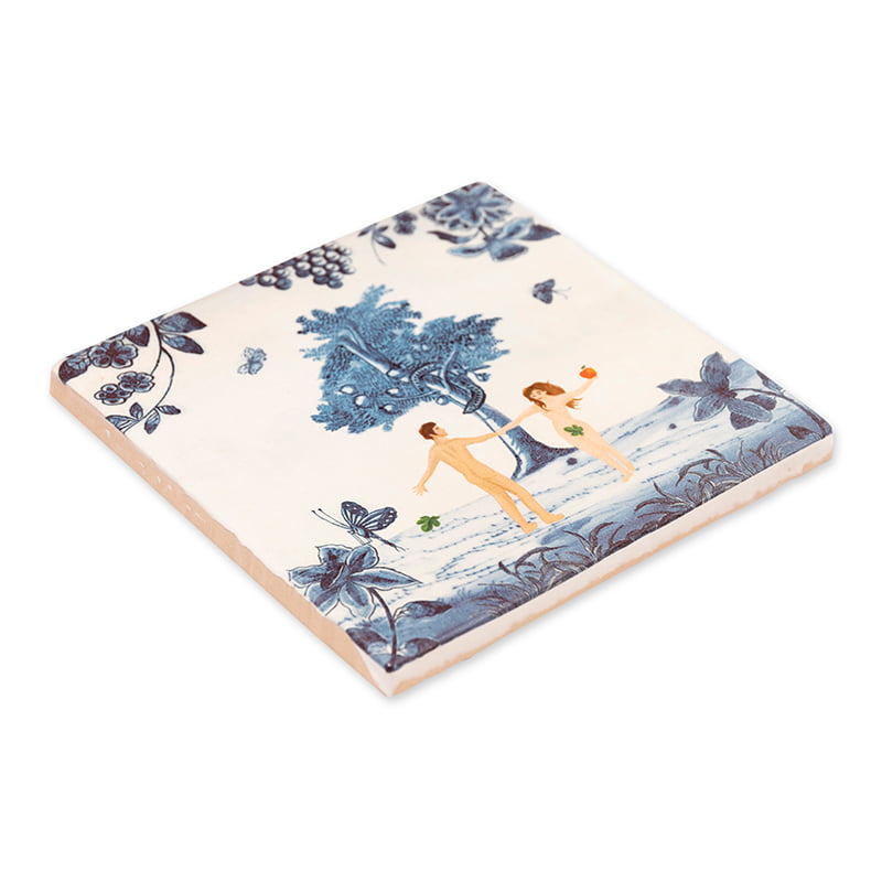 Storytiles Delft Blue Adam Eva Fliese 10x10 cm Liebe