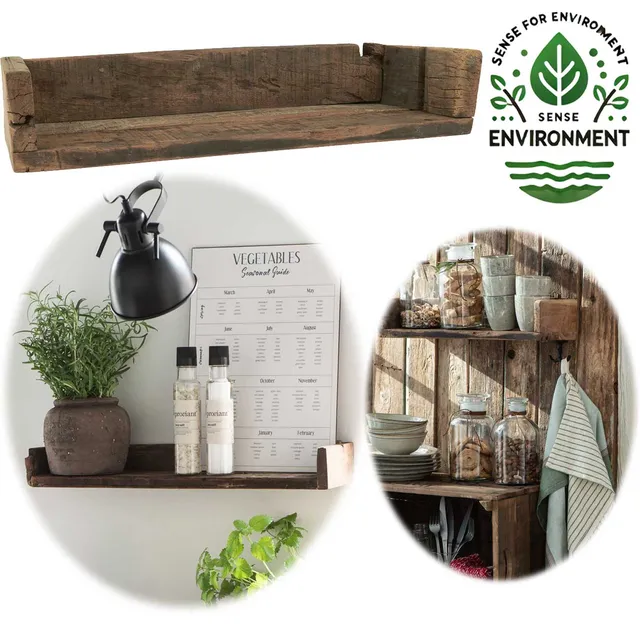 LS-LebenStil Unika Wandregal 60cm braun Holz Ziegelform
