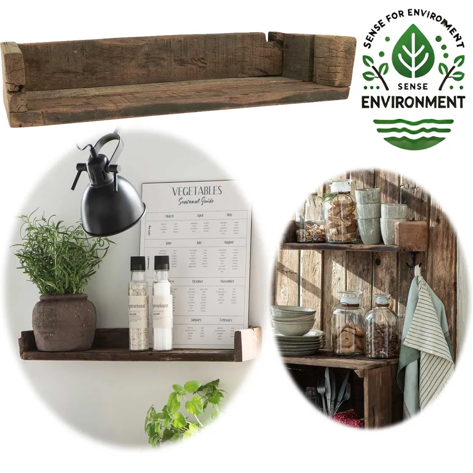 LS-LebenStil Unika Wandregal 60cm braun Holz Ziegelform