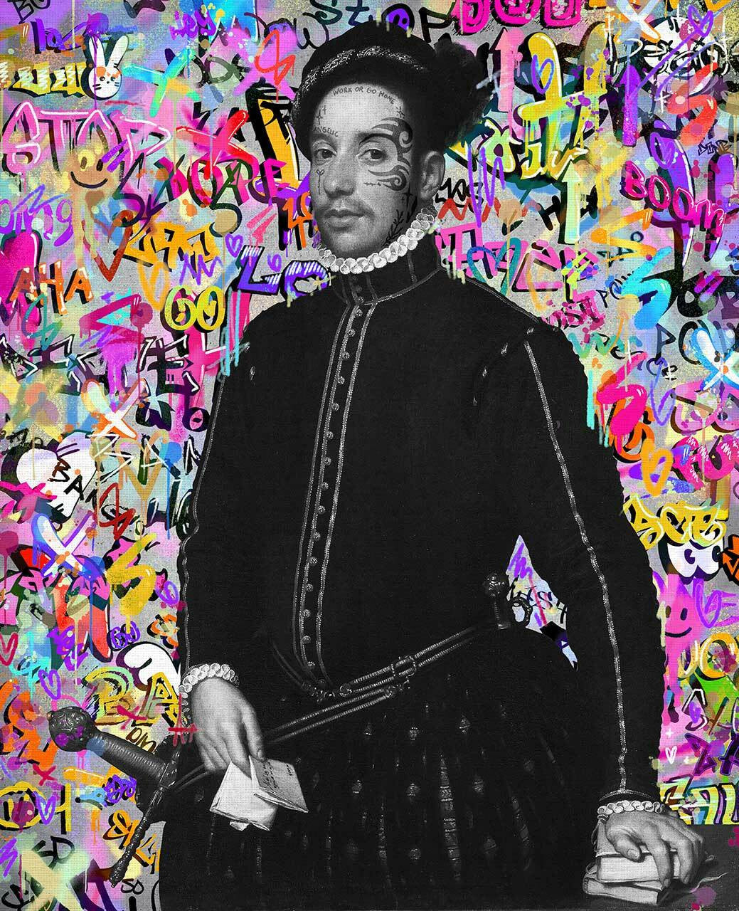 Mineheart Pop Graffiti Giovanni Bild Leinwand 40x50
