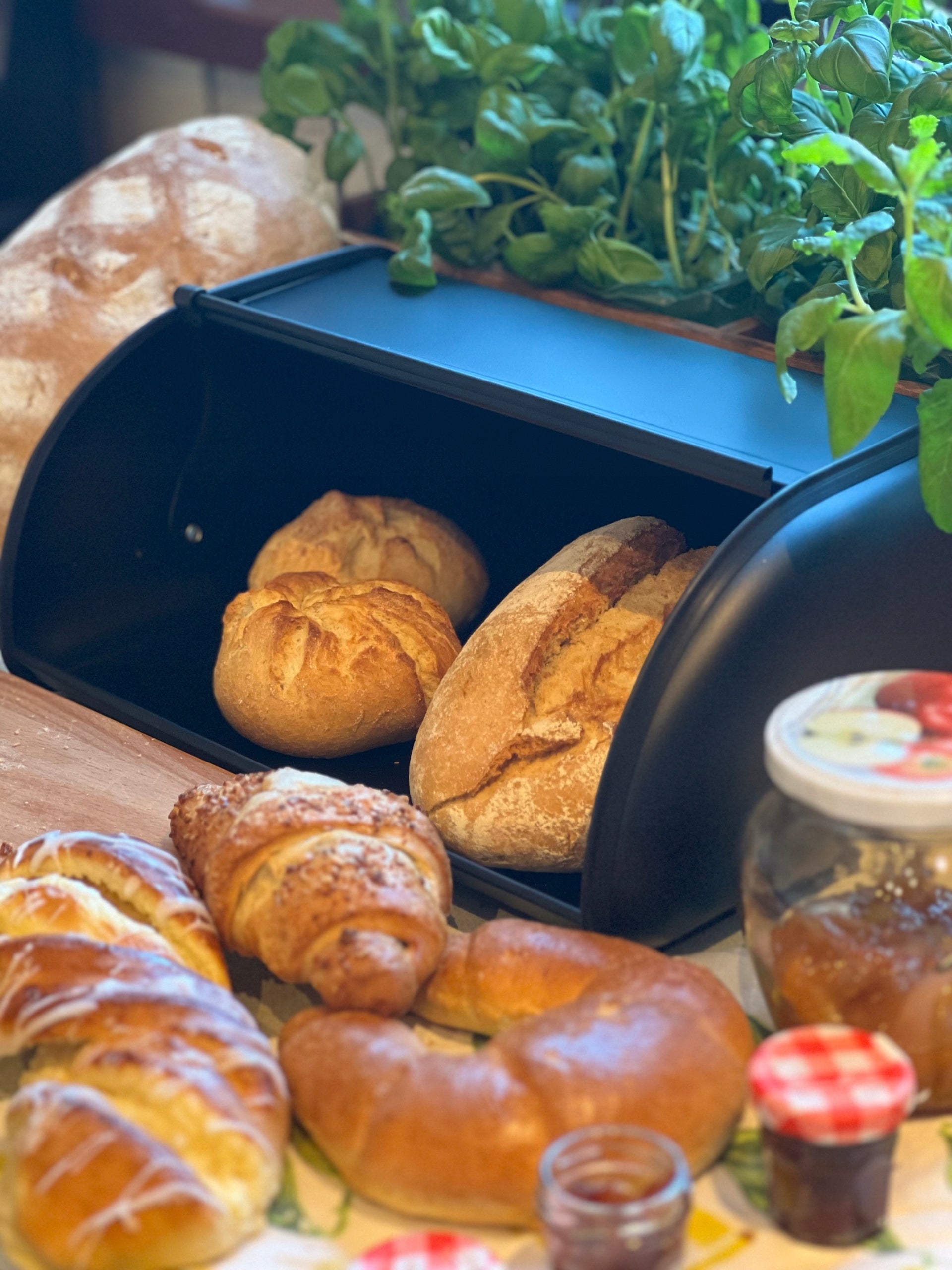 LS-LebenStil Küche & Haushalt Brotkasten Schwarz 34cm Metall