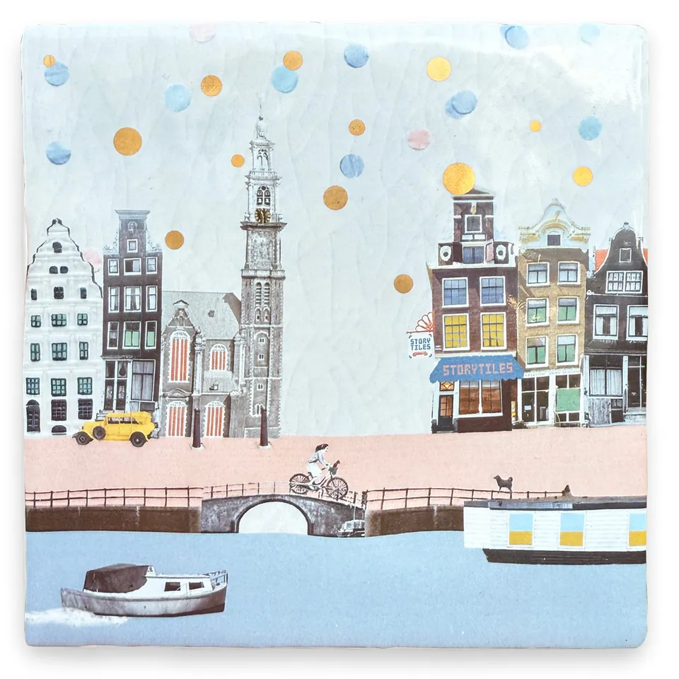 Storytiles Delft Blue Amsterdam Fliese 10x10 cm Gold 750