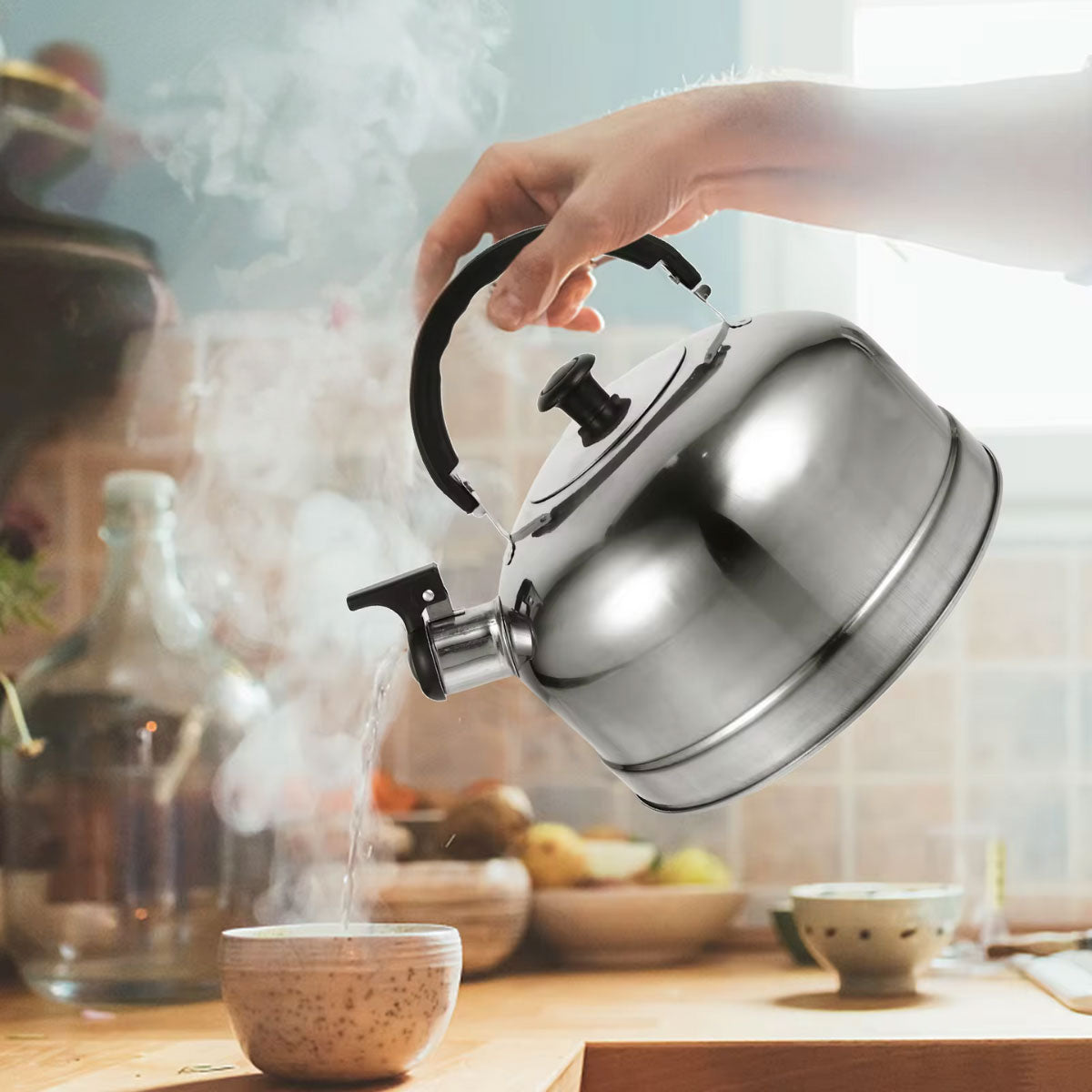 LS-LebenStil Küche & Haushalt Flötenkessel 2,5L Edelstahl Induktion