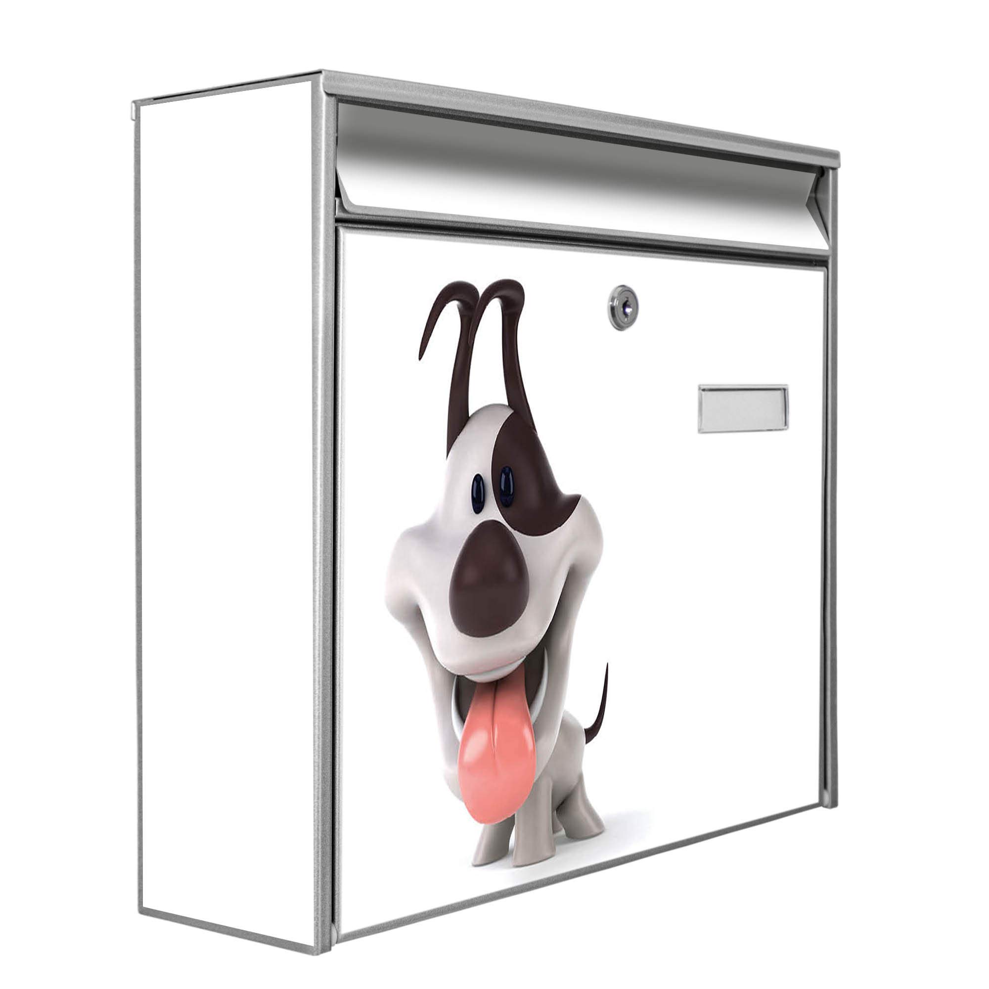 Banjado Briefkasten Burg-Wächter 32x36cm Comic-Hund Silber