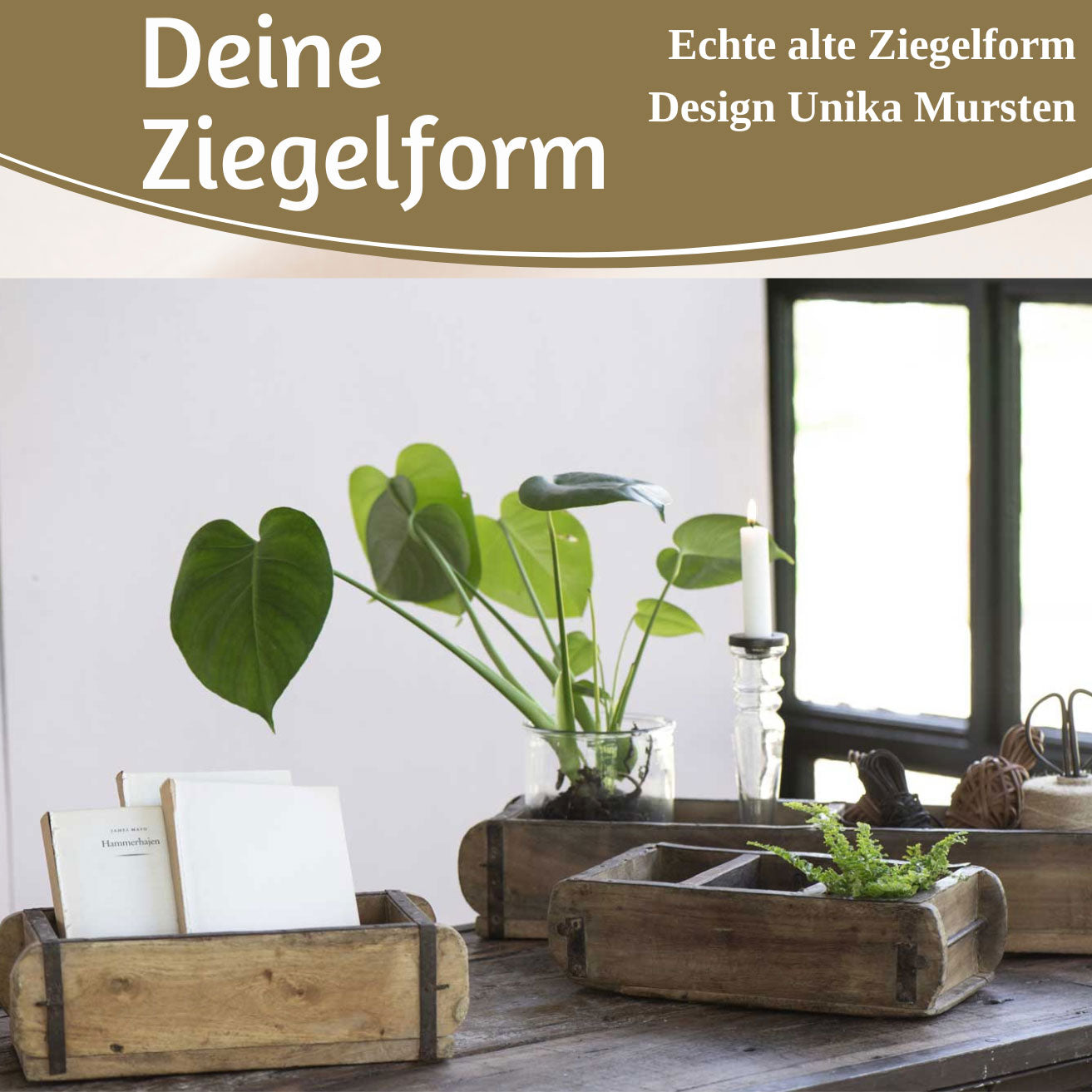 LS-LebenStil Möbel & Wohnen Ziegelform Unika 31cm Braun 3-fach Holzbox