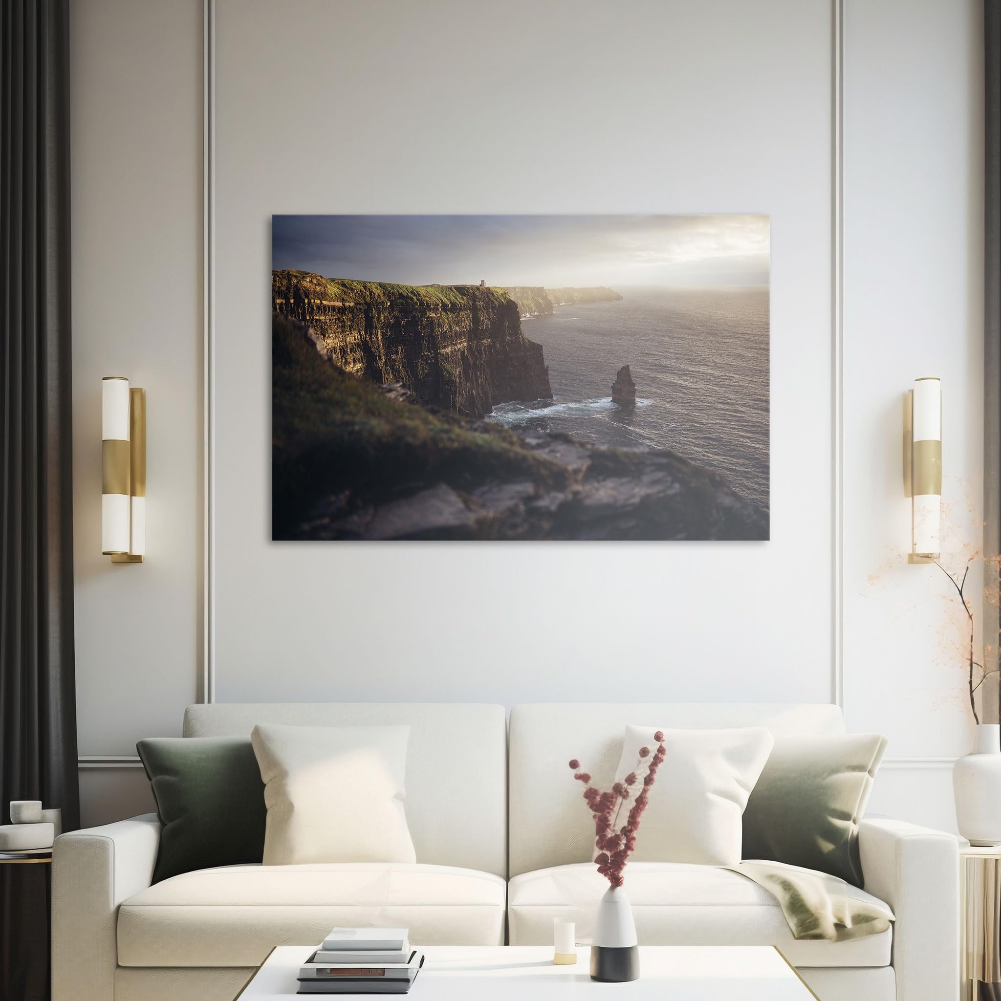 Hustling Sharks Wandbilder Klippen am Meer Leinwandbild 40x30 cm