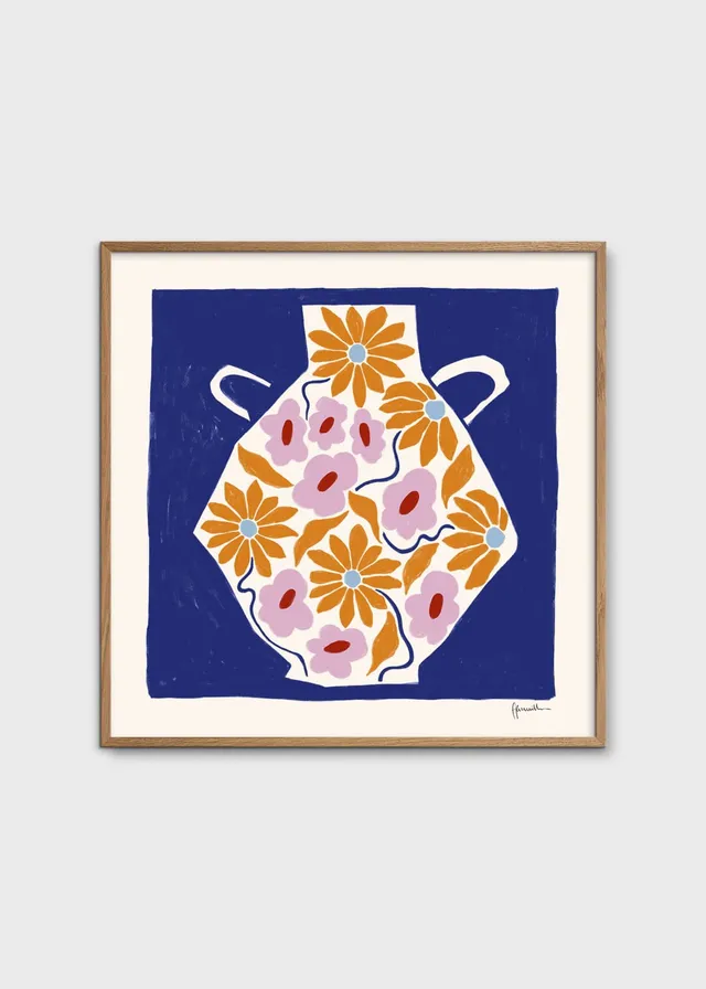The Poster Club Art Prints Sunflower Vase Poster 50x50 cm blau
