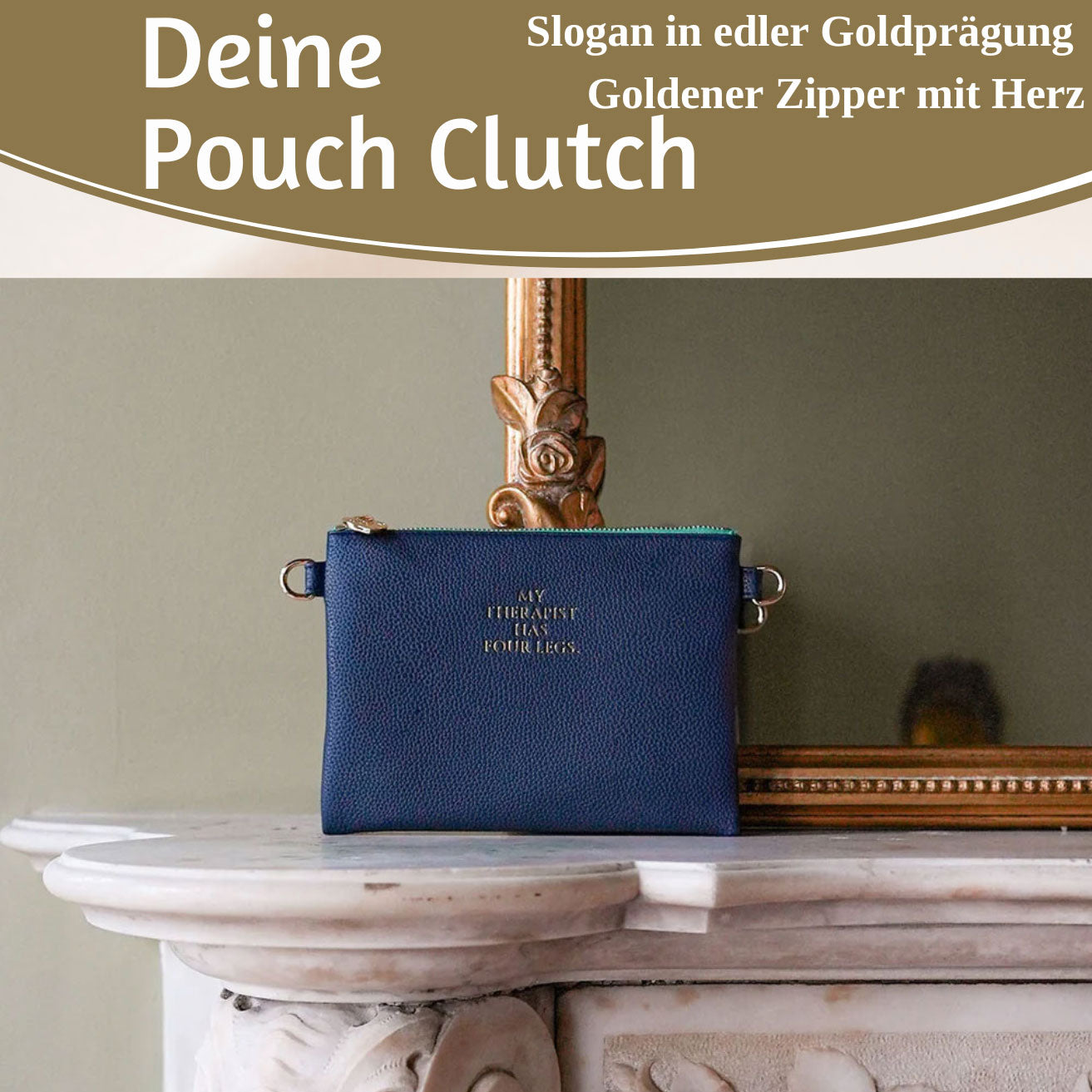 LS-LebenStil Lia Clutch Navy Blau 22cm PU-Leder