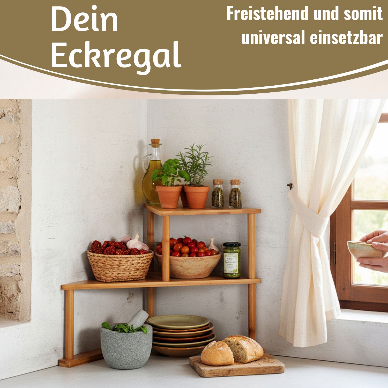 LS-LebenStil Küche & Haushalt Eckregal Holz 39x52cm Gewürzregal