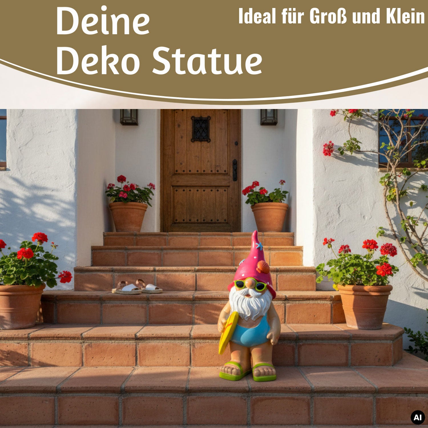 LS-LebenStil Freddy Gartenzwerg 23cm Surfer Gnom Gartenfigur