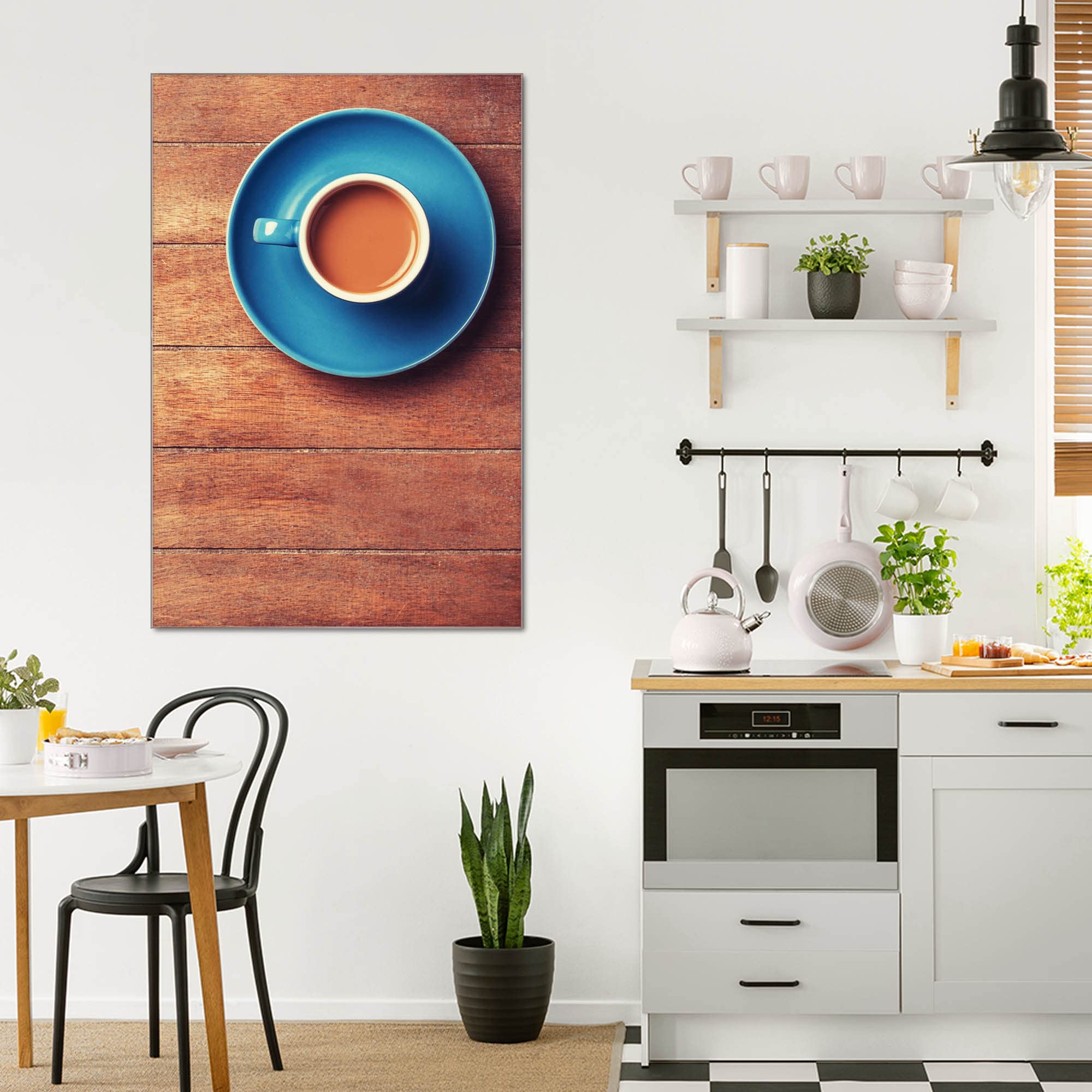 Banjado Magnettafel Blaue Tasse Glas 40x60 cm Küche