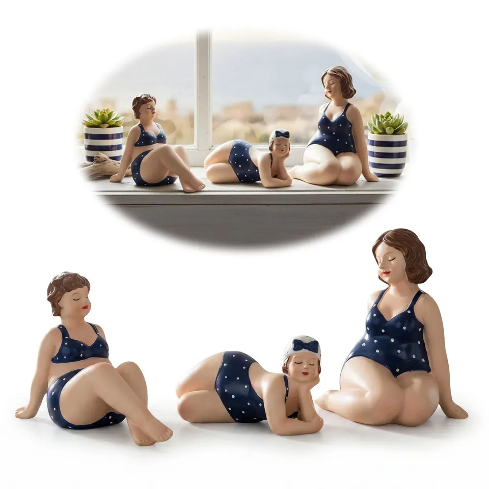 LS-LebenStil Molly Badenixe Dekofigur 3er Set blau-weiß