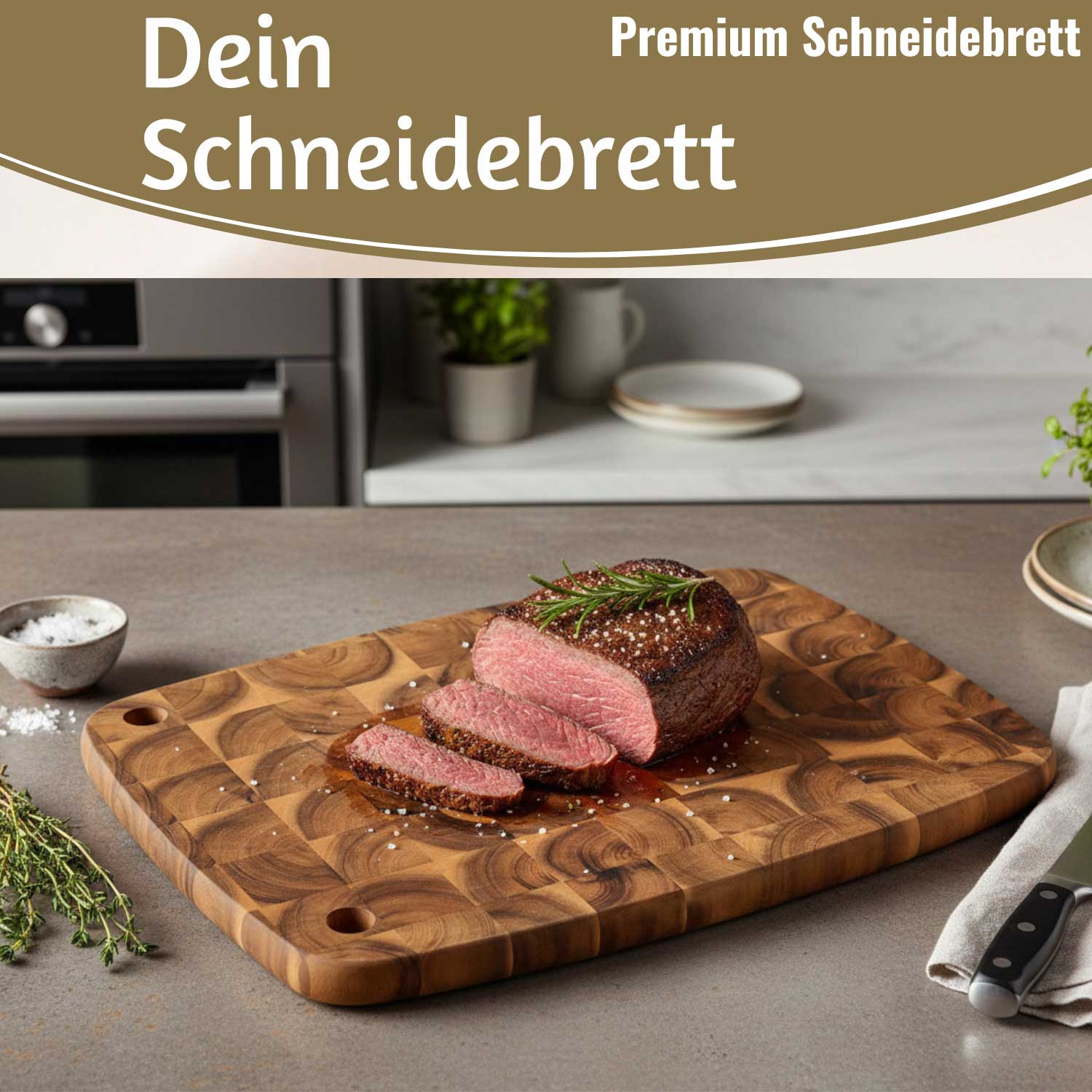 LS-LebenStil Küche & Haushalt Schneidebrett Akazie 40cm Stirnholz