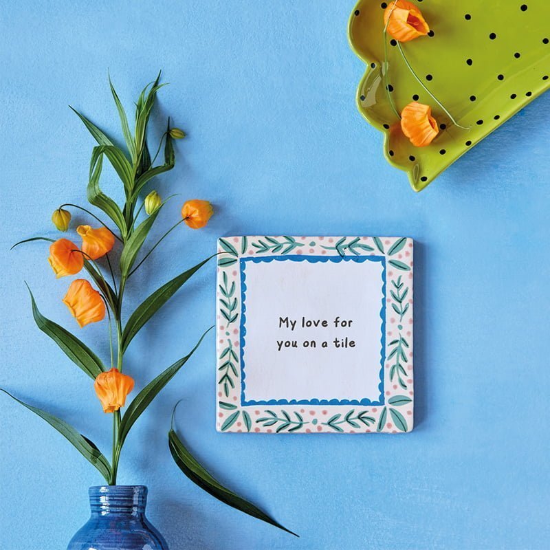Storytiles Delft Blue Grüne Zweige Fliese M 13x13 cm personalisiert