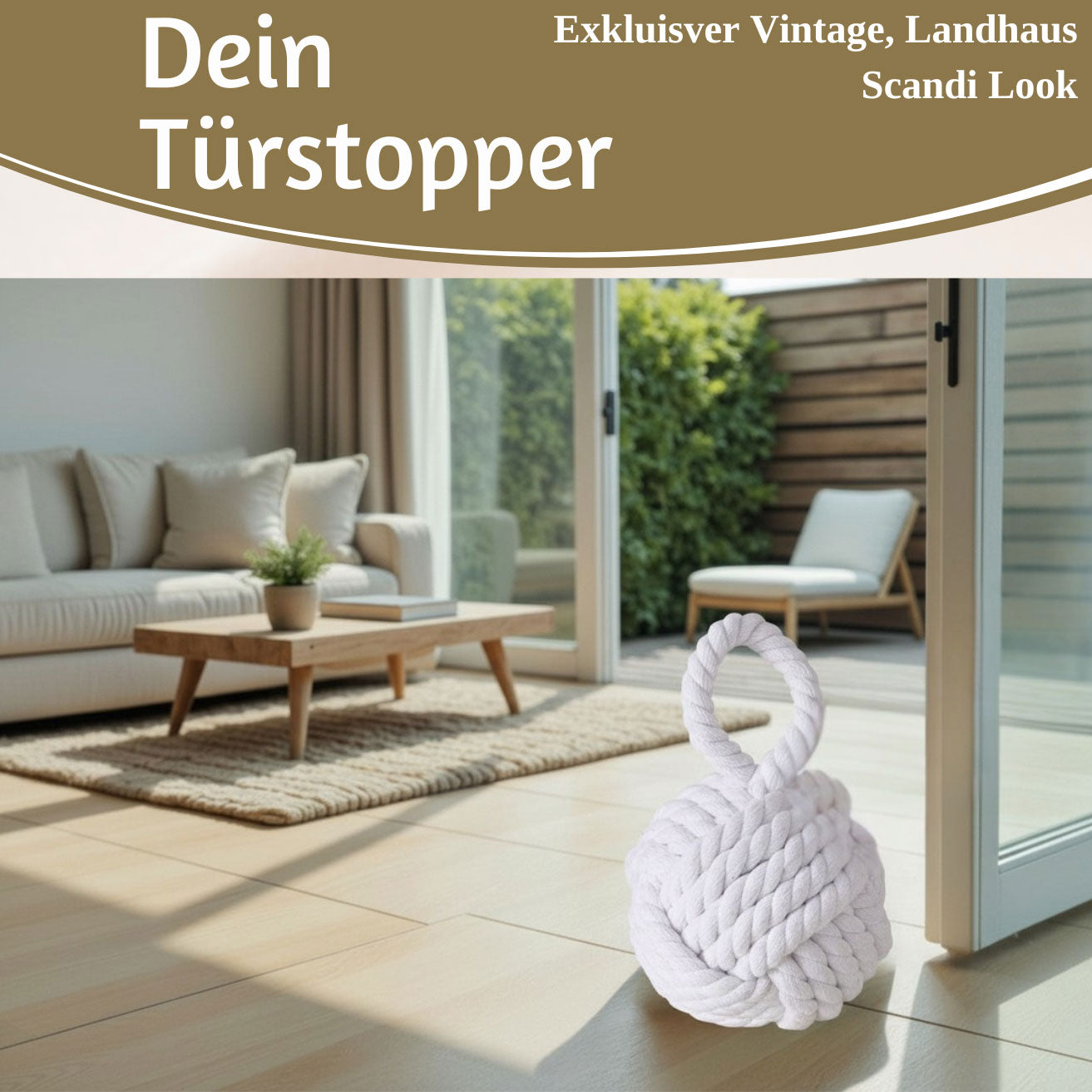 LS-LebenStil Türstopper Malmö Jute Weiß 23cm 1,3kg