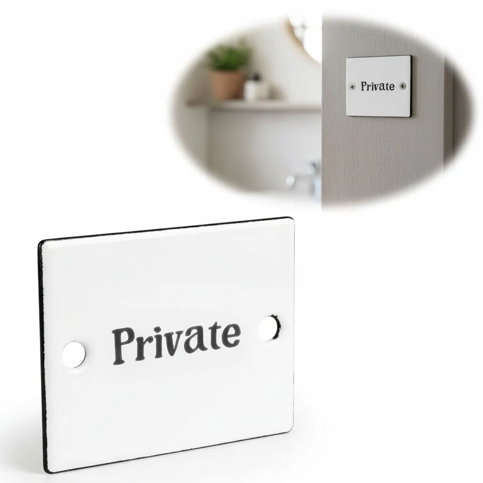 LS-LebenStil Möbel & Wohnen Private Emaille Schild 6x5cm Weiß