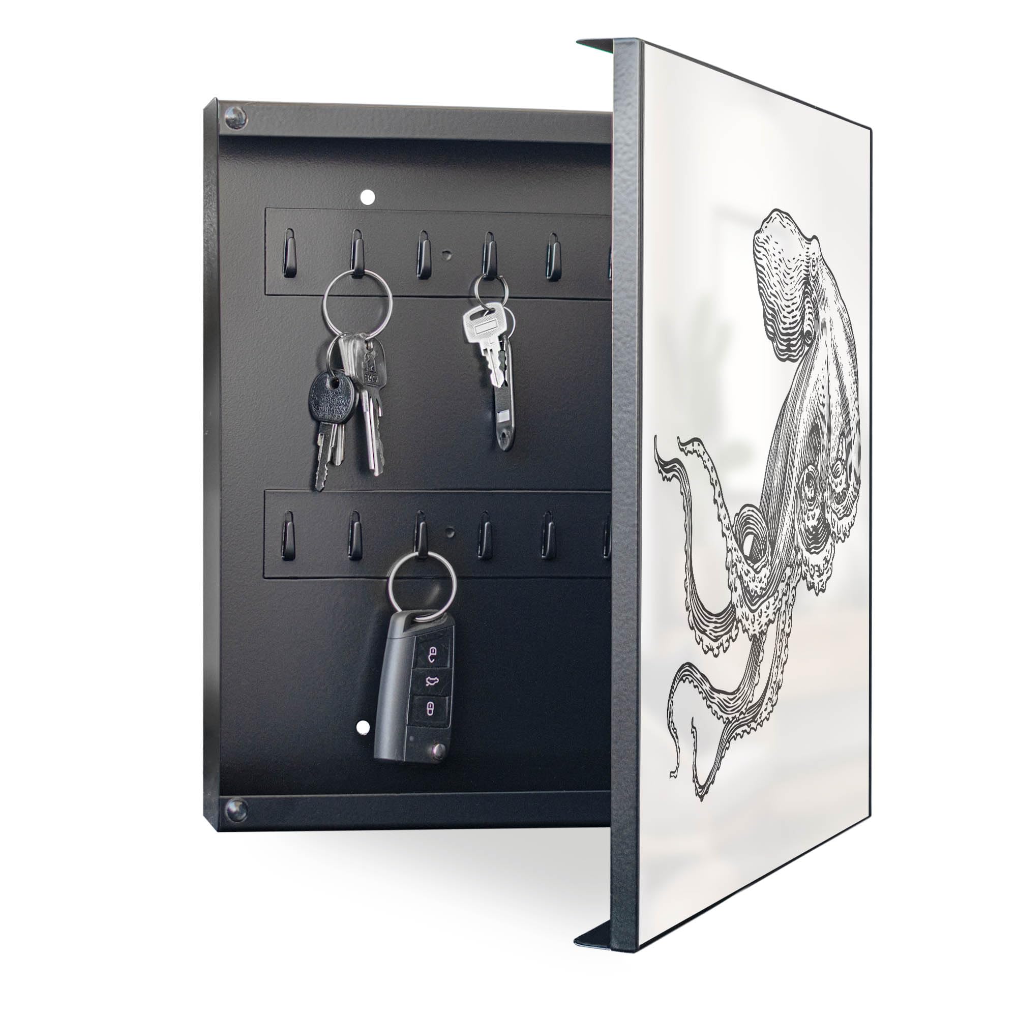 Banjado Schlüsselkasten Oktopus 6 Schlüsselbox 30x30cm schwarz