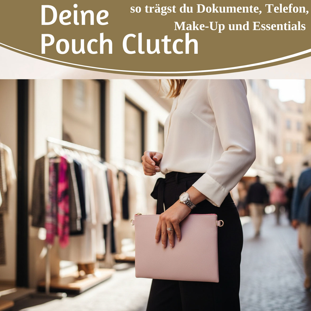 LS-LebenStil Stella Rosa XL Clutch 30cm Rosa PU-Leder Slogan