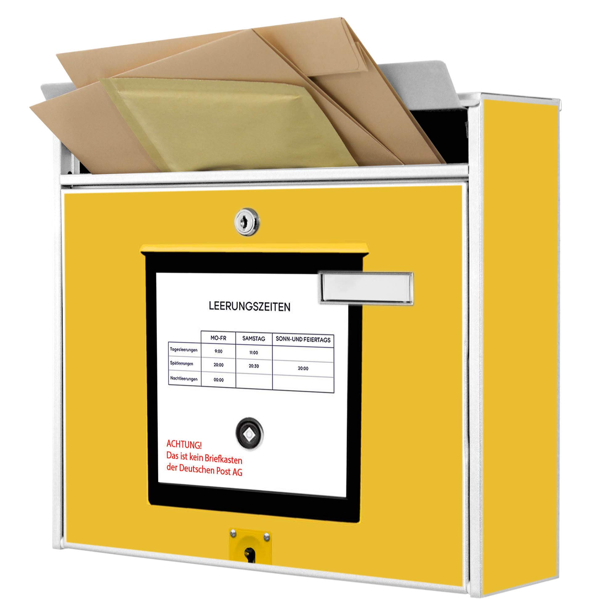 Banjado Briefkasten Post Gelb 32x36x10 cm Stahl schwarz