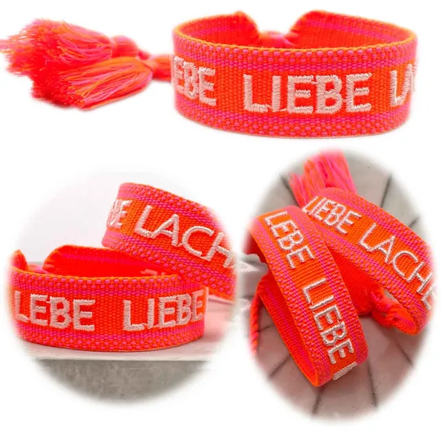 LS-LebenStil Canvas Statement Armband Lebe Liebe Lache Neon