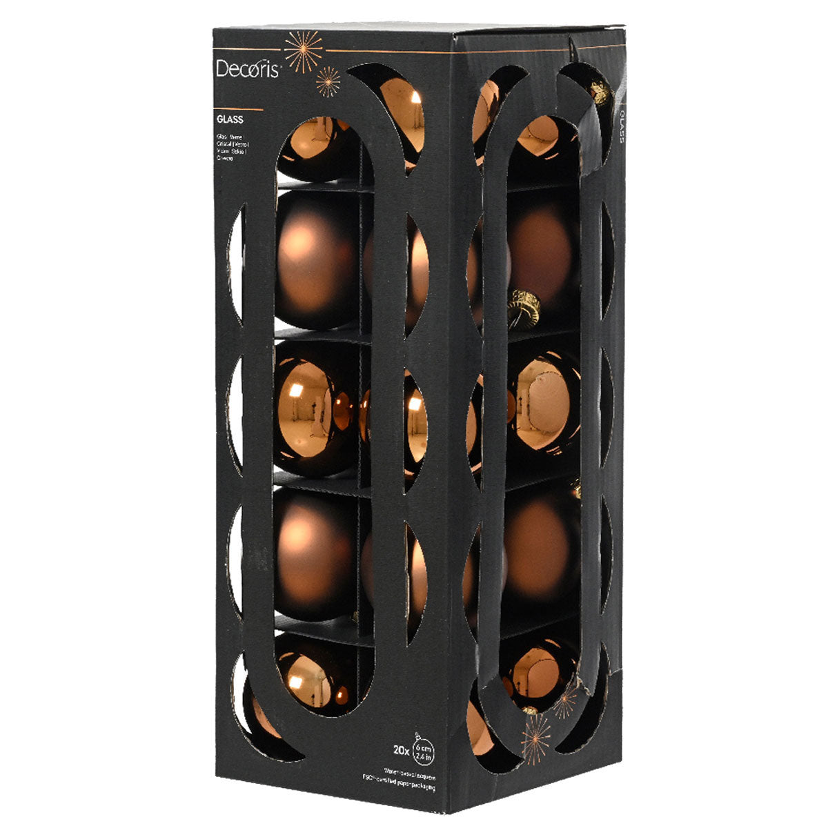 LS-LebenStil Weihnachtskugeln Glas Braun Espresso 6cm 18-20er