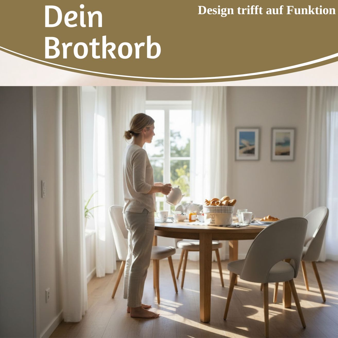 LS-LebenStil Küche & Haushalt Brotkorb Stoff Creme 20x16cm Baumwolle