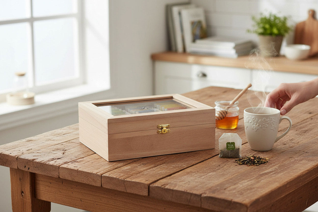 LS-LebenStil Küche & Haushalt Teebox Holz 6 Fächer 20,5cm