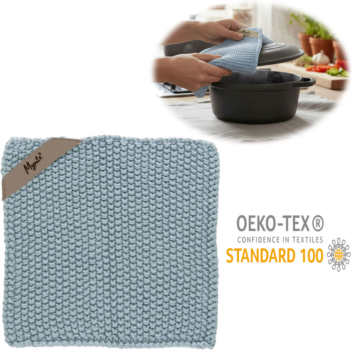 LS-LebenStil Mynte Topflappen 22cm Blau Baumwolle OEKO-TEX