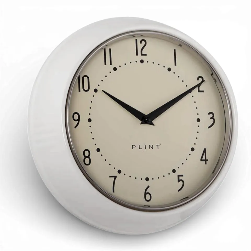 LS-LebenStil Uhren Creme Weiß 23cm Wanduhr Metall Retro