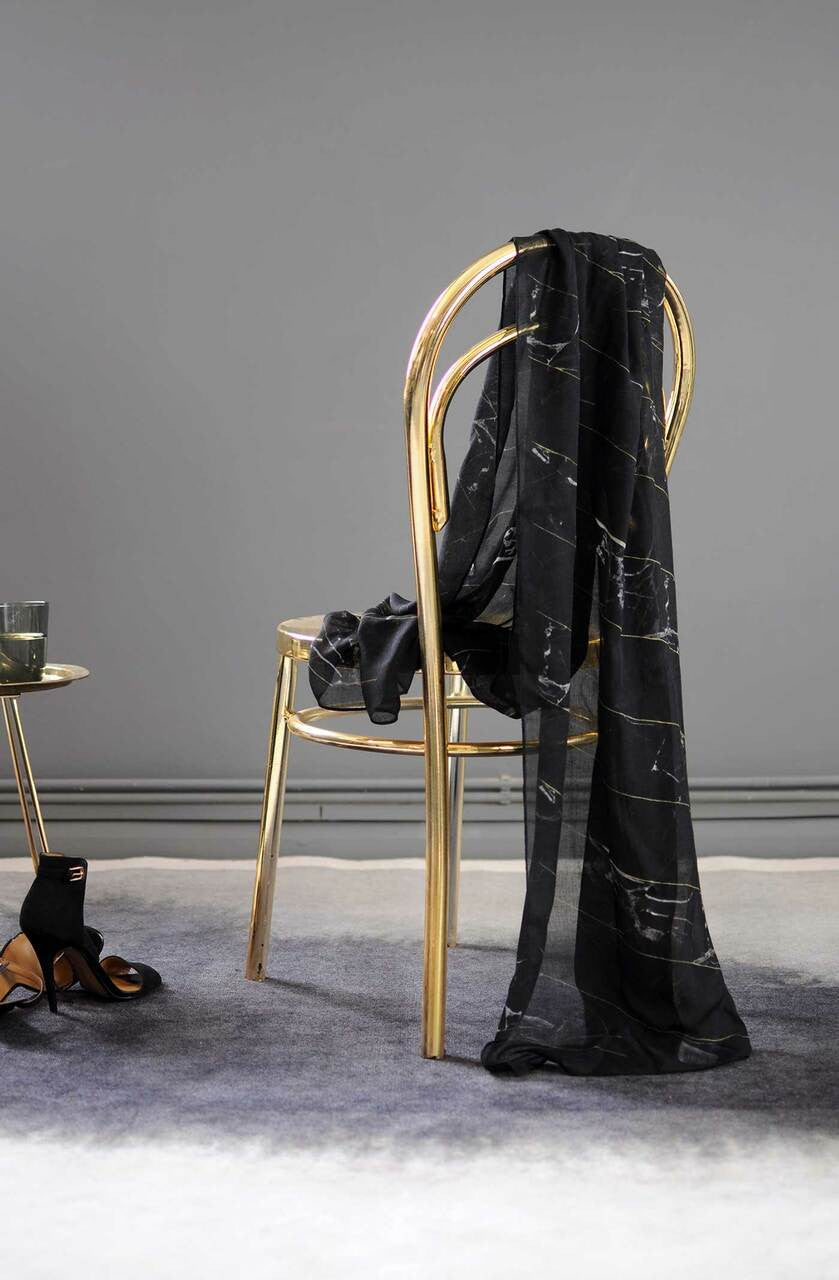 Mineheart Fashion Diagonal Marble Schal Schwarz 70x170 Seide