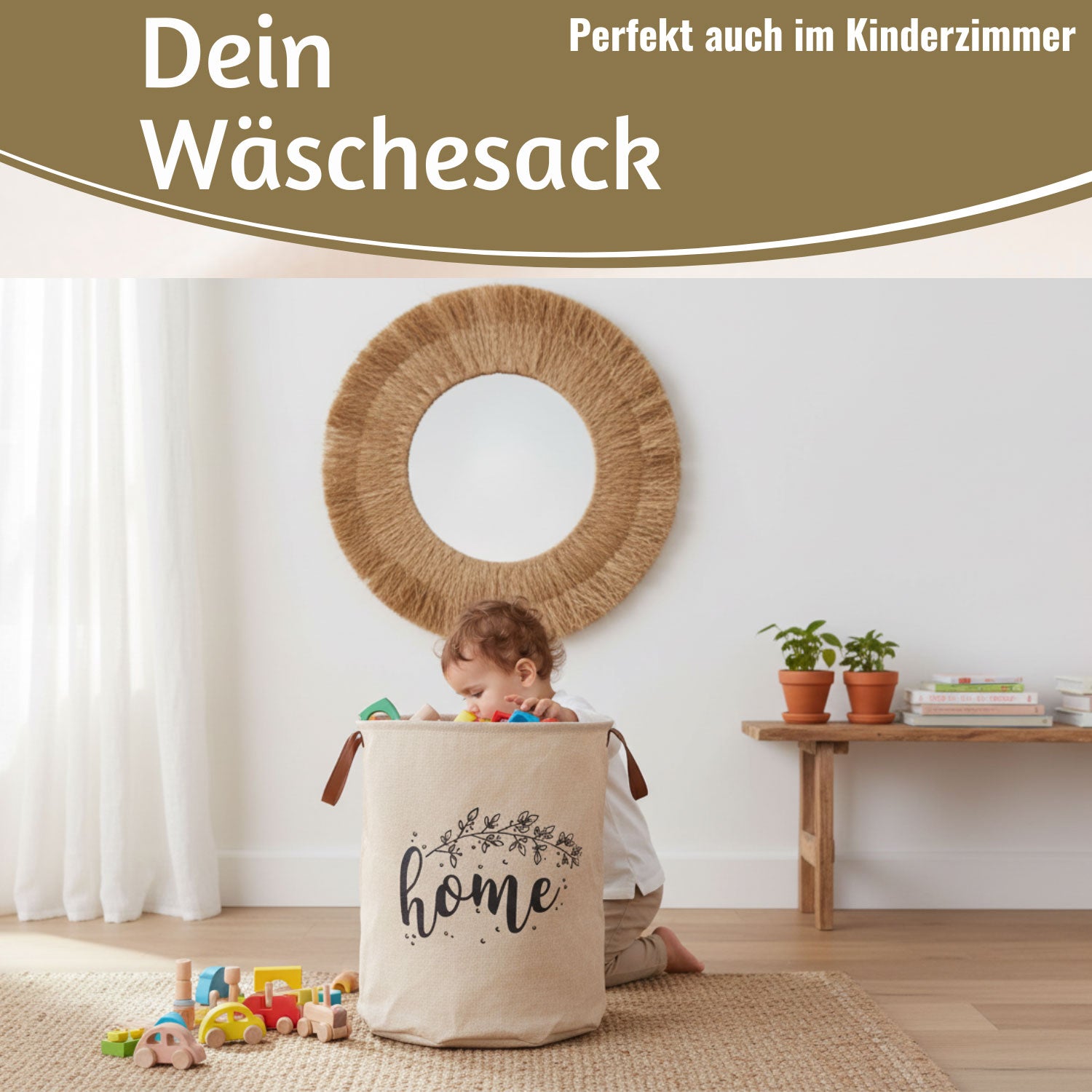 LS-LebenStil Möbel & Wohnen Vintage Home Wäschekorb 62L beige