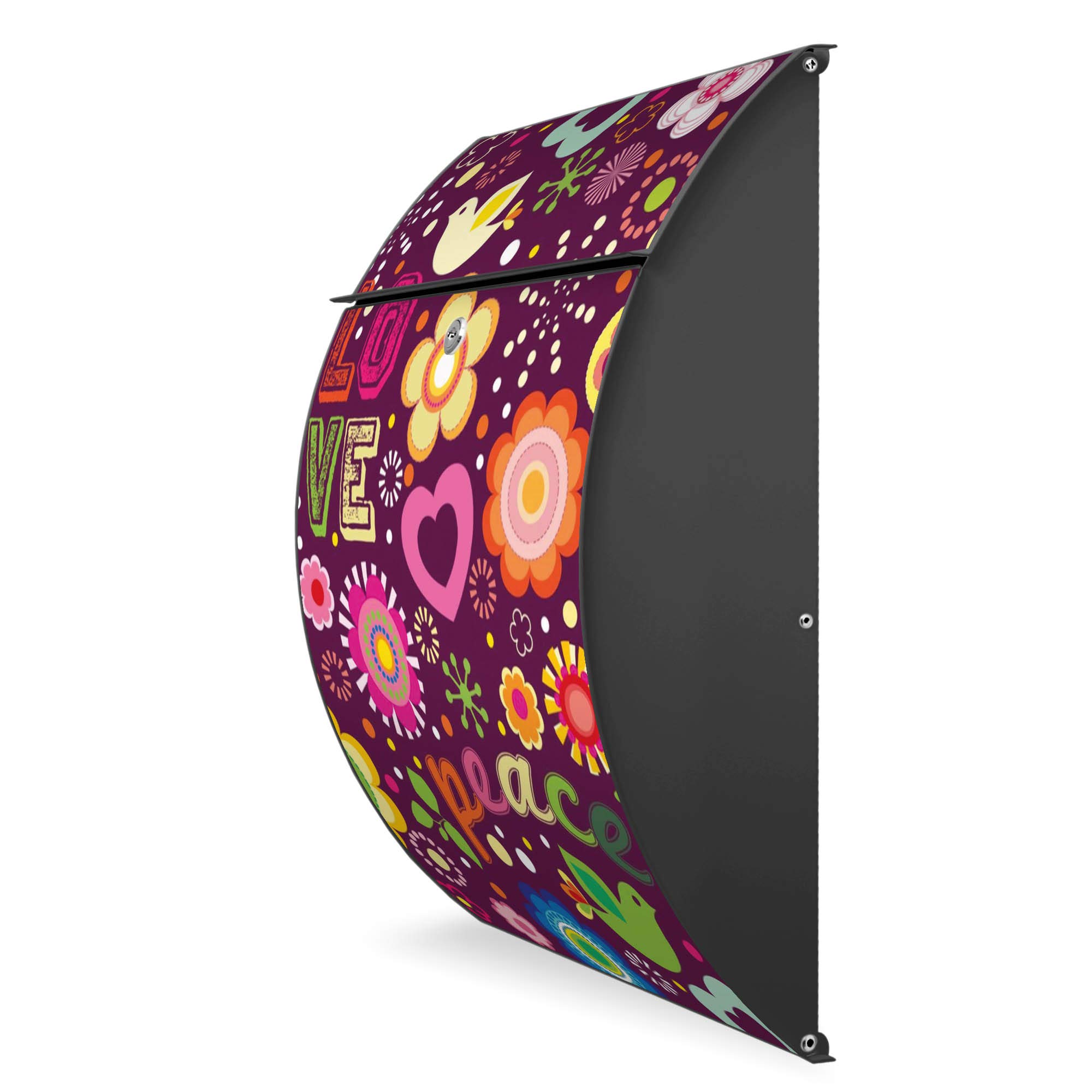 Banjado Riviera Briefkasten Anthrazit Love and Peace A4
