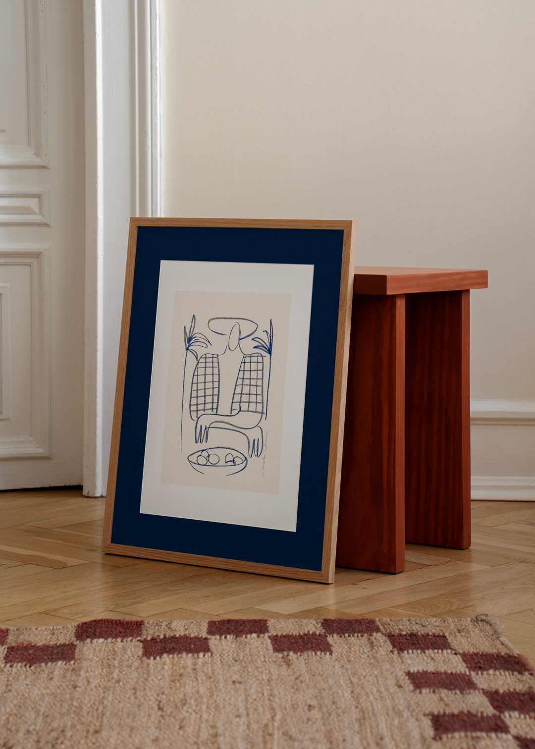 The Poster Club Dimanche Kunstdruck A4 beige blau abstrakt