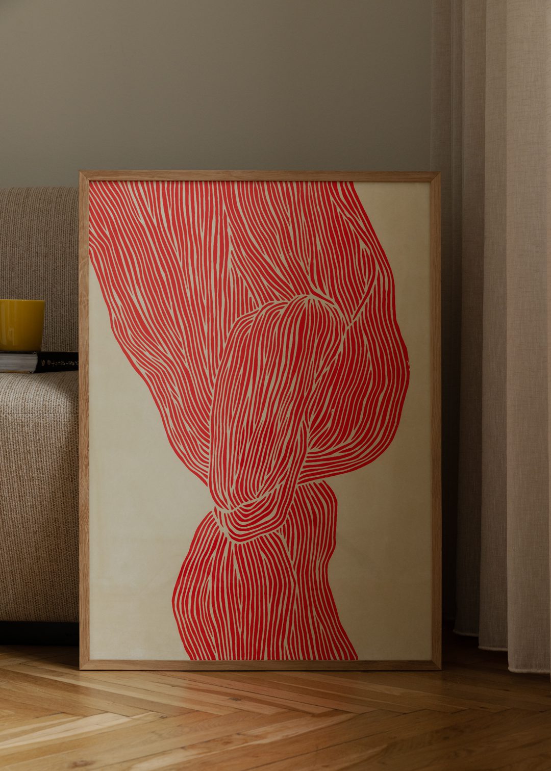 The Poster Club The Line Red Poster A4 beige-rot