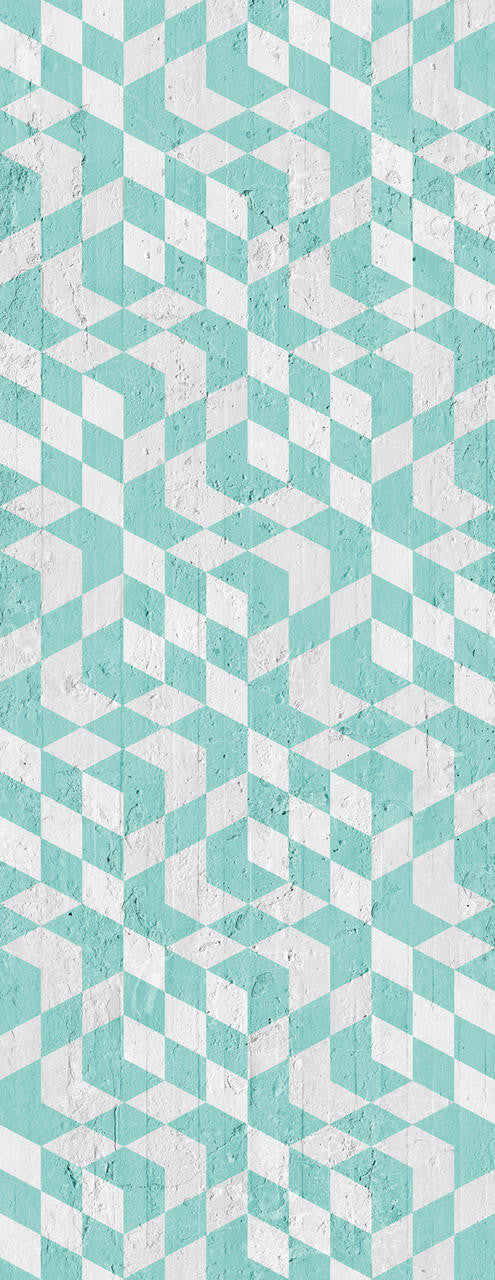 Mineheart Aquamarine Geometric Cubes Tapete Rolle türkis geometrisch