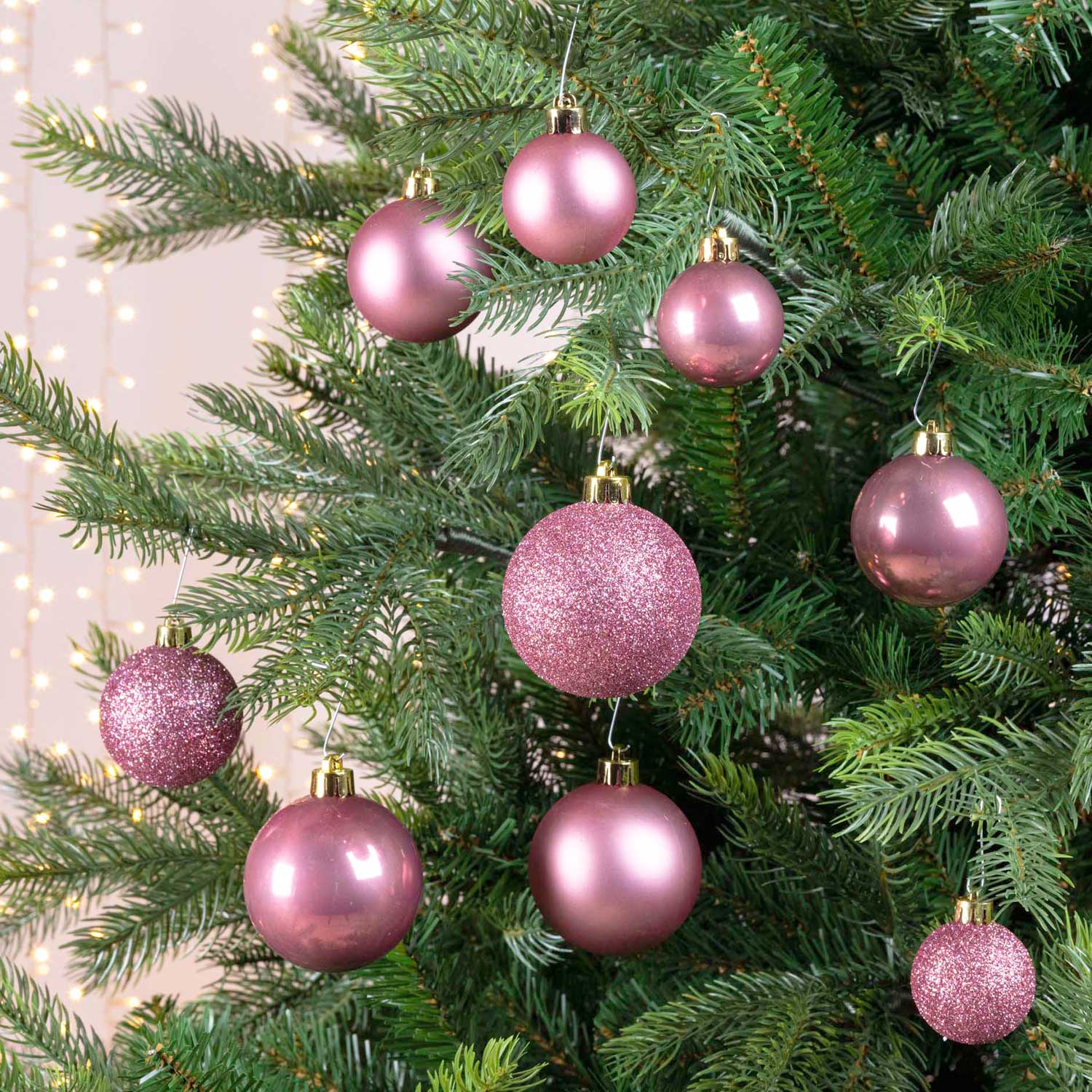 LS-LebenStil Christbaumkugeln Kunststoff pink 33-tlg mit Stern