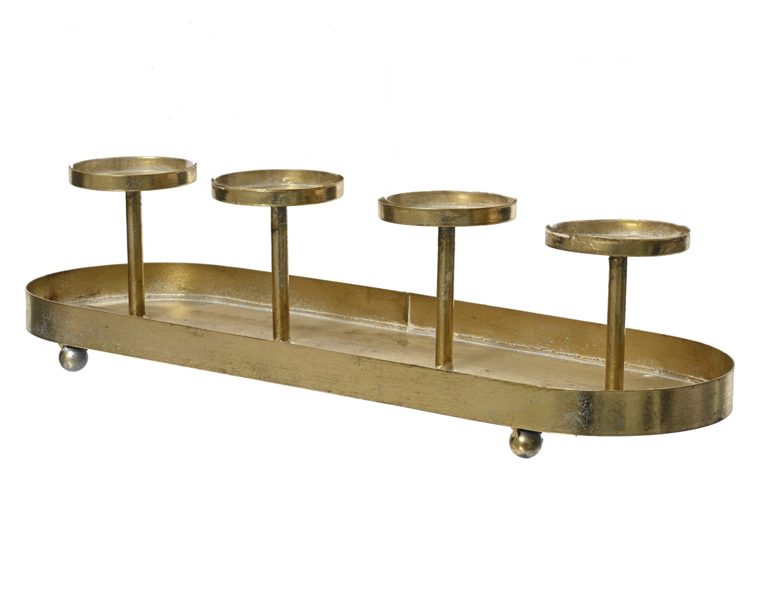 LS-LebenStil Kerzenschale Eisen 48cm gold antik