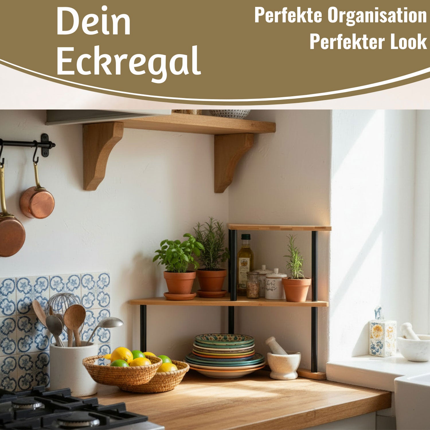 LS-LebenStil Küche & Haushalt Holz Küchenregal Eckregal 39x52cm