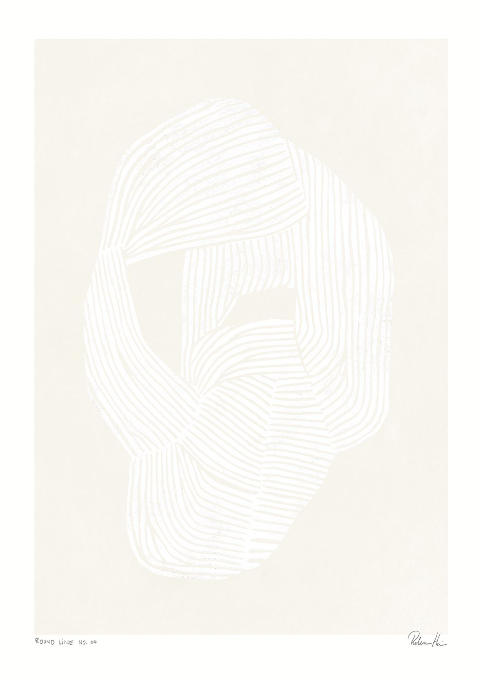 The Poster Club Art Prints Round Line no. 04 Poster A4 beige-weiß