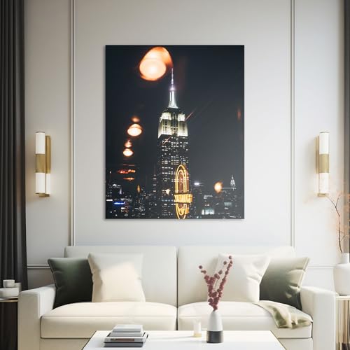 Hustling Sharks Wandbilder Nächtliche Skyline mit Lichtern Leinwand 105x70 cm Stadt