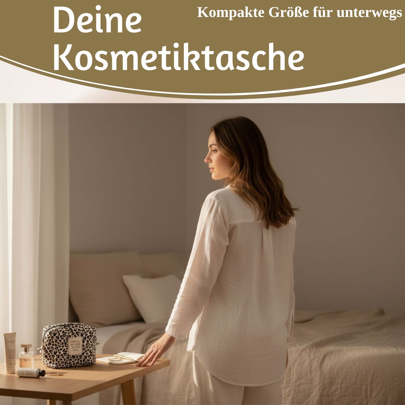 LS-LebenStil Kosmetiktasche Leo creme 14x11cm Baumwolle klein