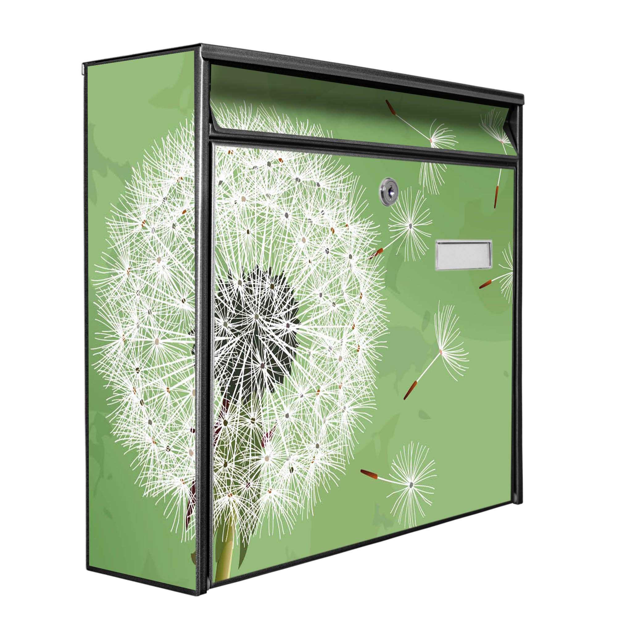 Banjado Briefkasten Pusteblume 3 Schwarz A4 ohne Zeitungsfach