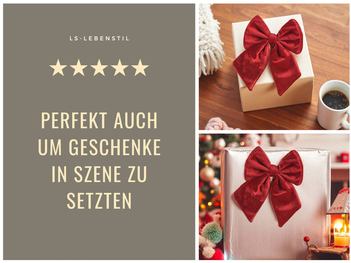 LS-LebenStil XL Weihnachtsschleife Samt Rot 2er Set 17cm