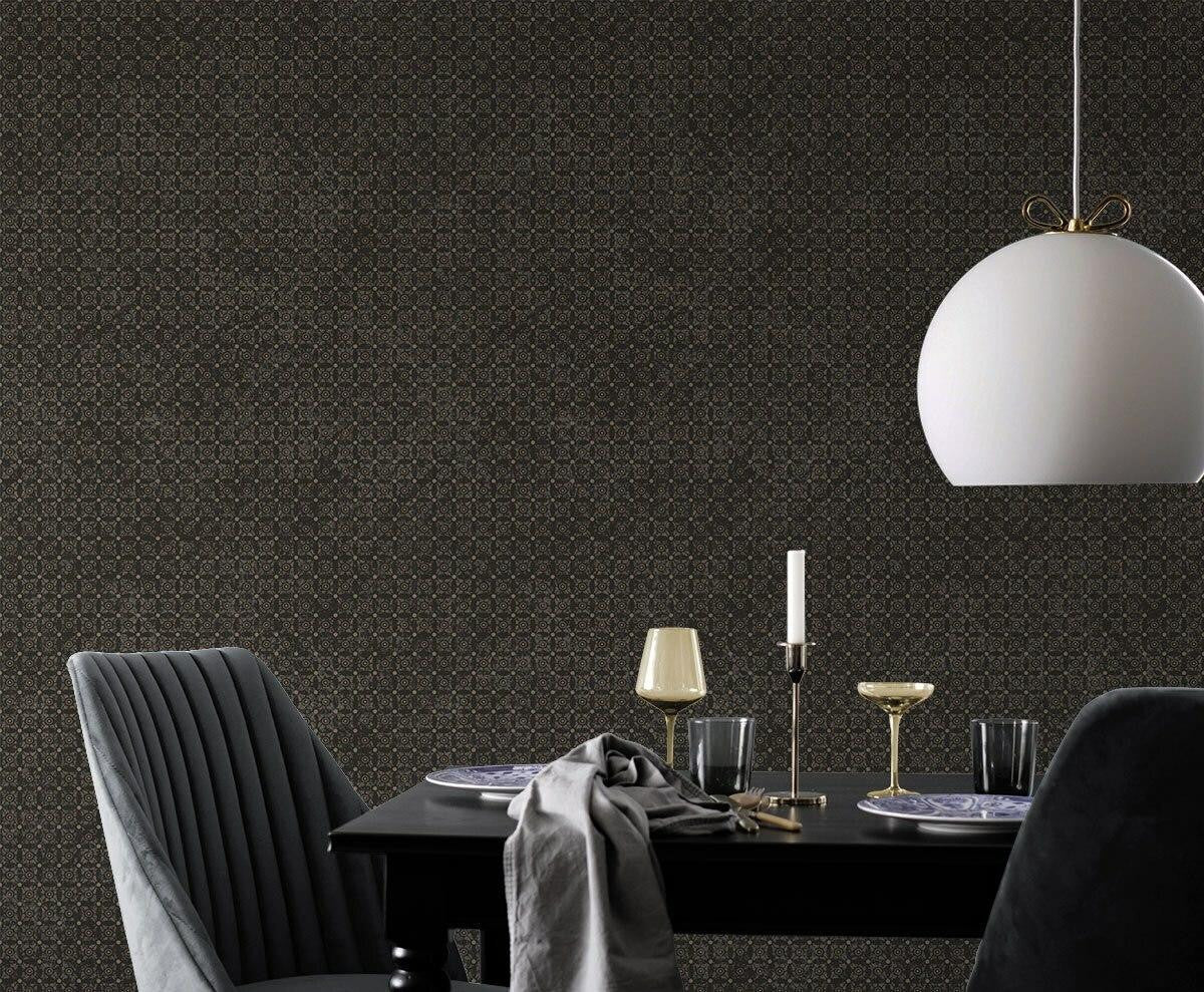 Mineheart Classico Tile Pattern Tapete Braun Fliesenoptik