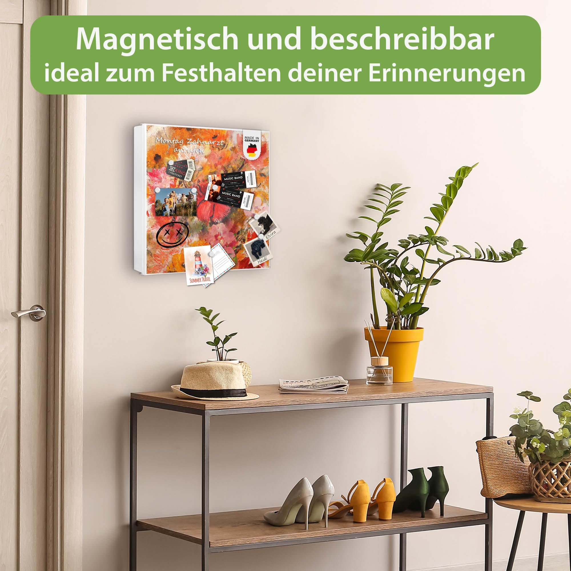 Banjado Schlüsselkasten Fallende Blumen Schlüsselbox 30x30cm weiß links