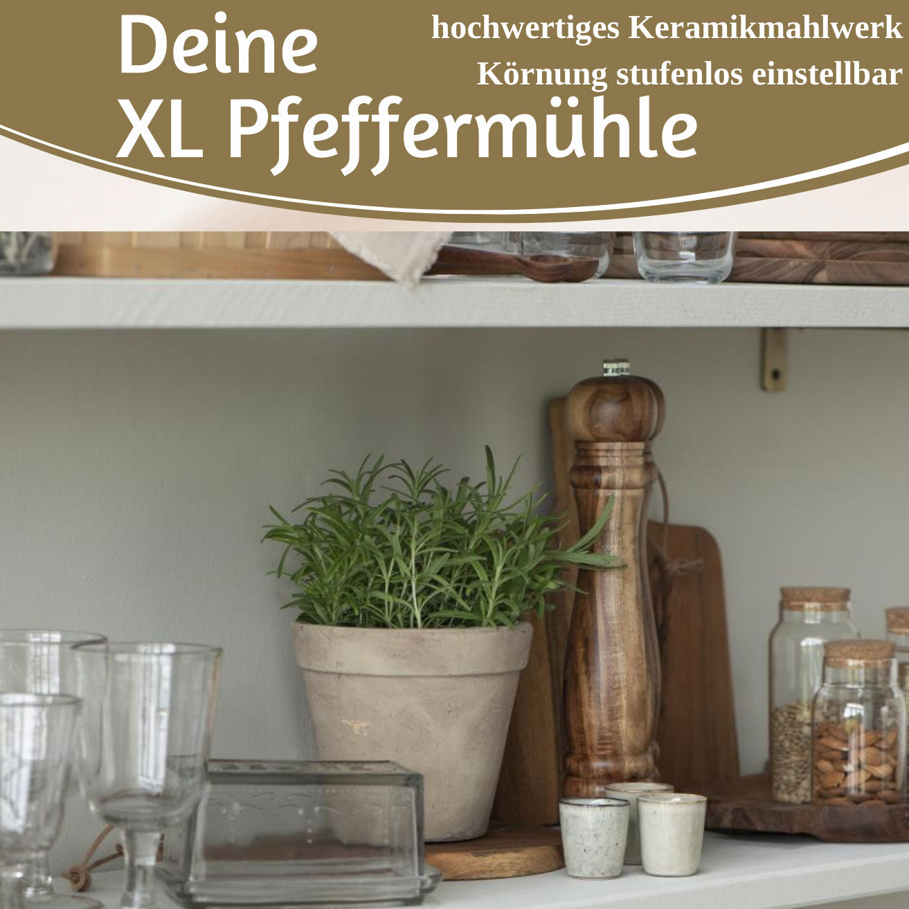LS-LebenStil Design XL Salzmühle Pfeffermühle Akazie 32cm