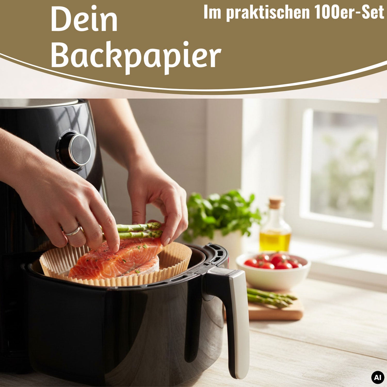 LS-LebenStil Backpapier Rund 16cm 100 Stück Airfryer FSC