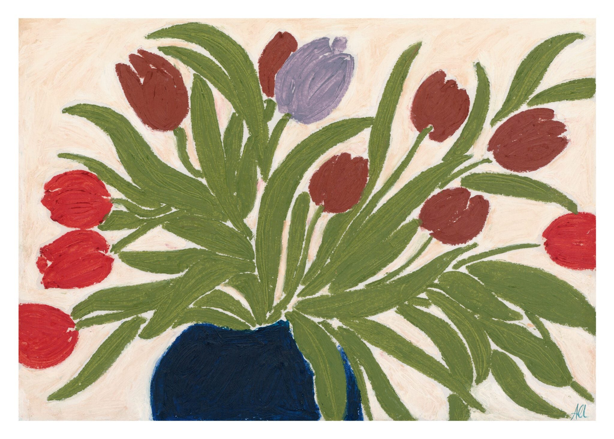 The Poster Club Tulips in a Blue Vase Kunstdruck A4 Blumen