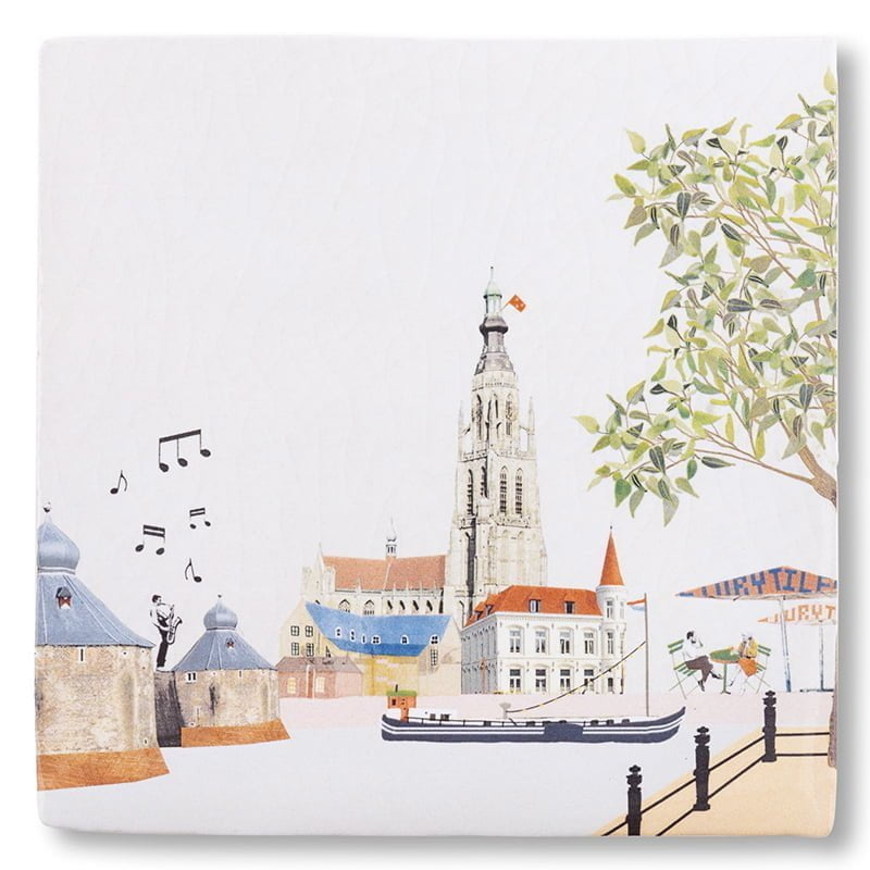 Storytiles Delft Blue Dan denk ik aan Breda Fliese S 10x10 cm Stadt