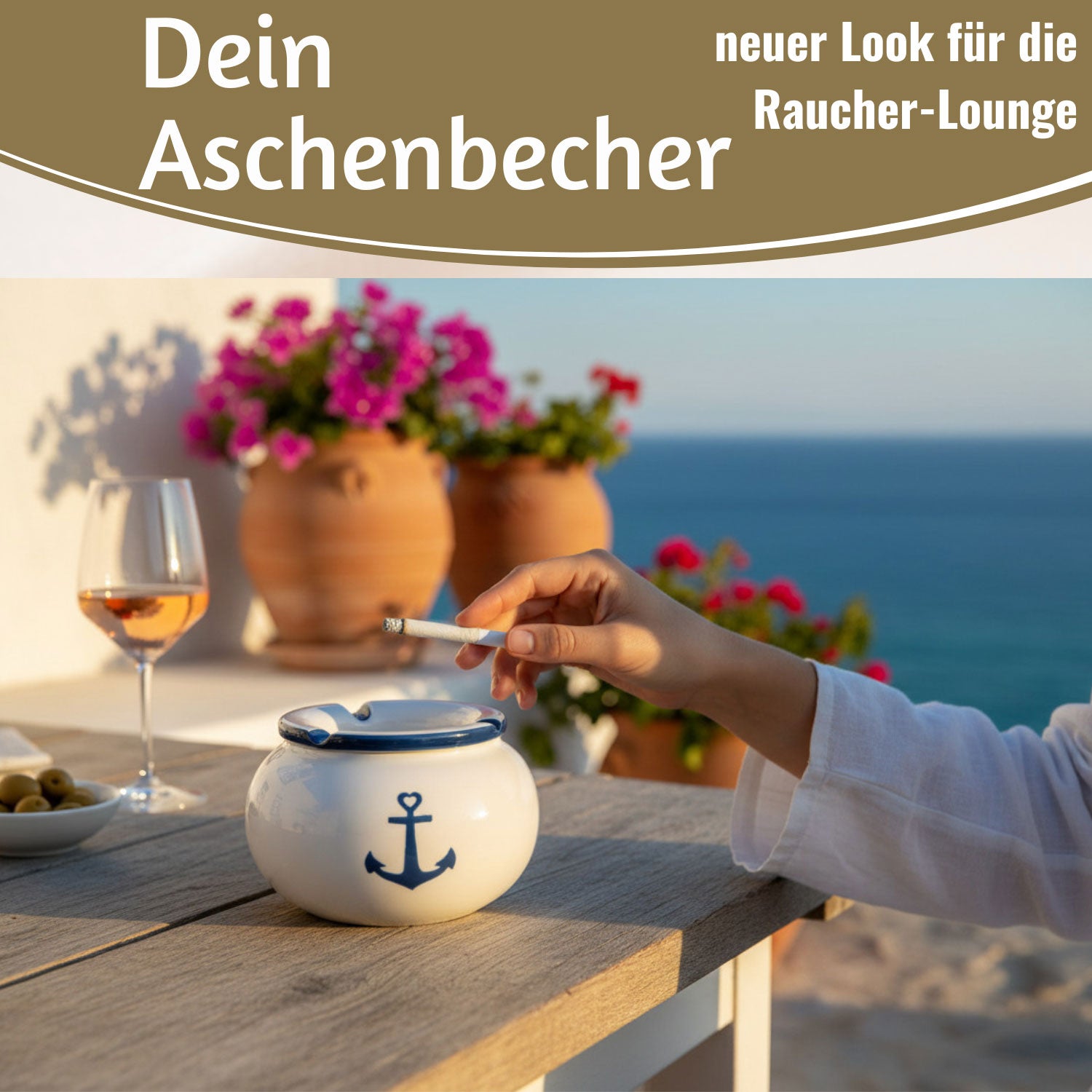 LS-LebenStil Küche & Haushalt Anker Sturmaschenbecher Keramik 10cm